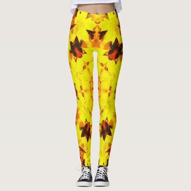 Leggings Feuilles d'automne ~Octobre ~ Halloween ~Thanksgiv (Devant)