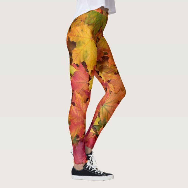 Leggings Feuilles d'automne Rouge Jaune Or Couleurs de chut (Droite)