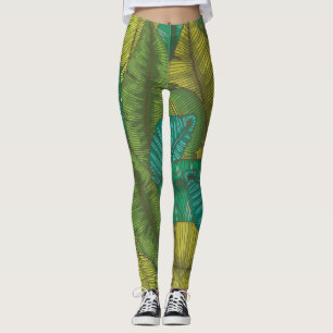 Leggings Feuilles de bananes : Botanique Vintage à main