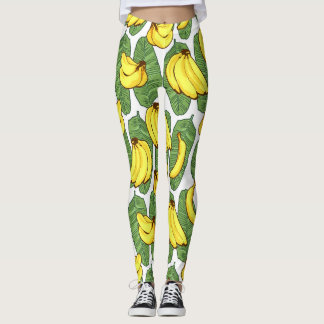 Leggings Feuilles de bananes : Motif de fruits tropicaux