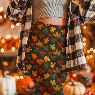Leggings Feuilles de Érable d'Automne Tomber Vert