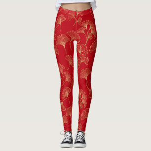 Leggings Feuilles de Ginkgo dorées sur Élégant Botanique Ro