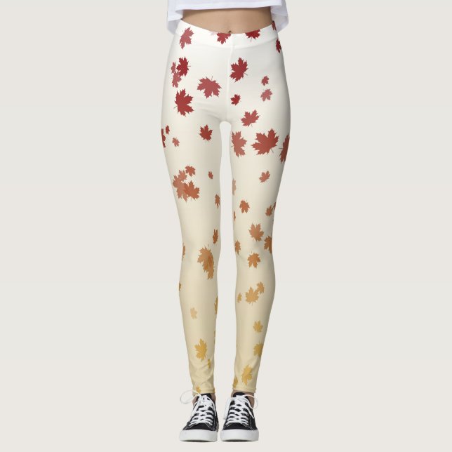 Leggings Feuilles de l'érable de Thanksgiving (Devant)