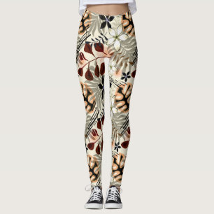 Leggings Feuilles de palmiers et monstères, tropicaux