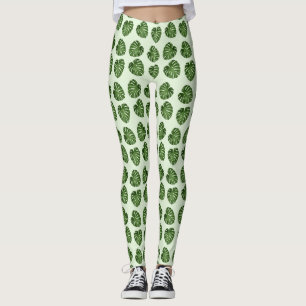 Leggings Feuilles de palmiers, Feuilles verts, Motif tropic