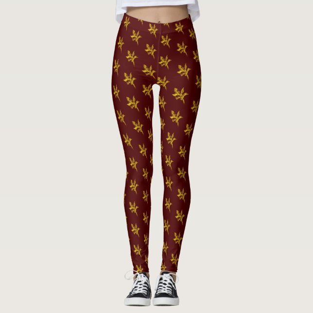 Leggings Feuilles Gold Holly et baies (Devant)