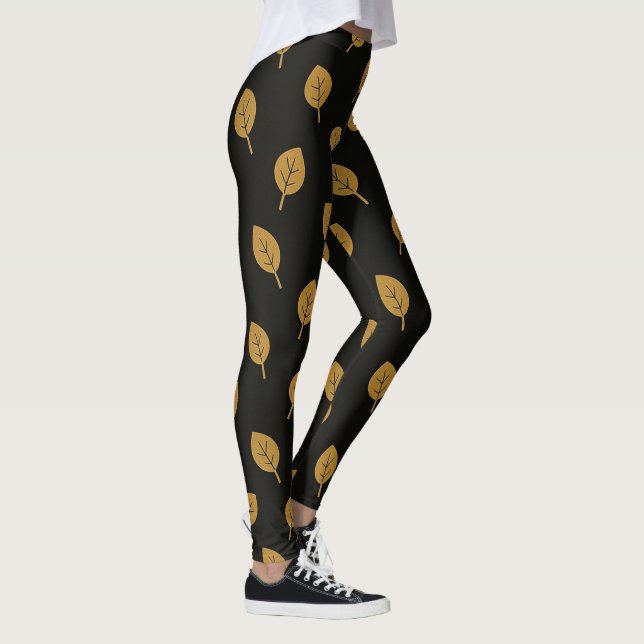 Leggings Feuilles Noires et Dorées (Droite)