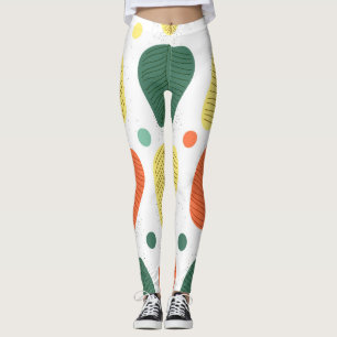Leggings Feuilles peints de couleur, cadre d'affaires brill