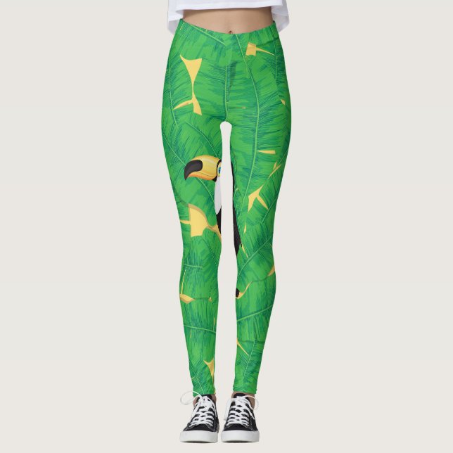 Leggings Feuilles toucans et bananes (Devant)