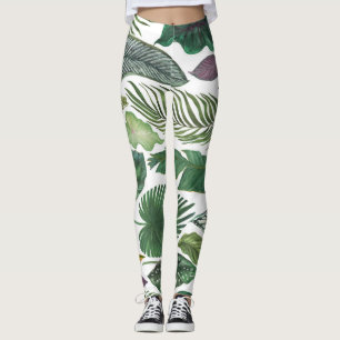 Leggings Feuilles tropicaux : arrière - plan transparent aq