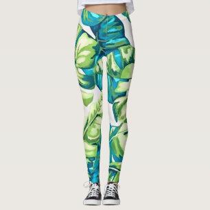 Leggings Feuilles tropicaux colorés de Banana et Monstera