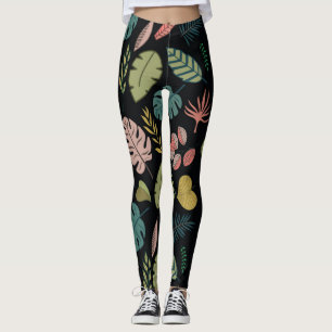 Leggings Feuilles tropicaux : Floral Vintage d'été