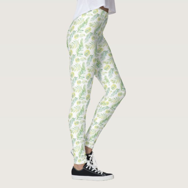 Leggings Feuilles tropicaux jaunes et verts (Droite)