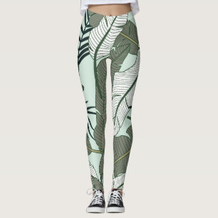 Leggings Feuilles tropicaux : Motif naturel sans couture.