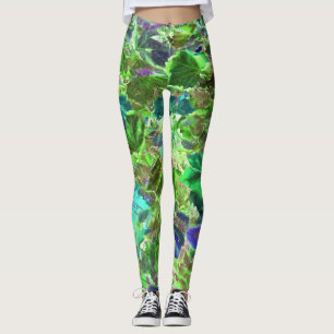 Leggings Feuilles Vertes Bleues Nature