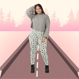 Leggings Feuilles verts sur Motif arrière - plan beige