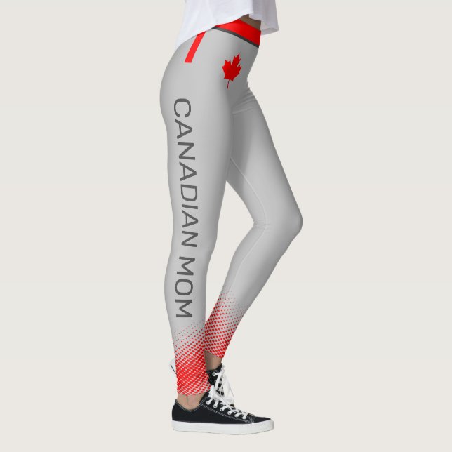 Leggings Fière MMOM canadienne avec feuille d'érable rouge  (Droite)