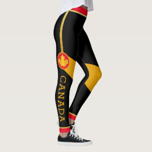 Leggings Fiers patriote canadien avec feuille d'érable d'or
