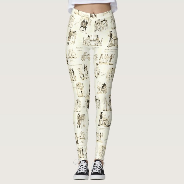 Leggings Fierté et préjugé Citations de seigle beige (Devant)
