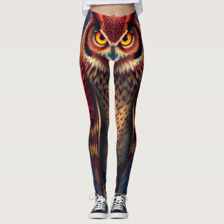 Leggings Fiery Spirit Owl: Phoenix Rebirth Art