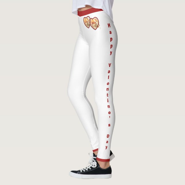 Leggings Fille-amie Femme Coeurs rouges Jour des Valentines (Gauche)