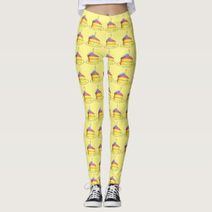 Leggings Fille Anniversaire Gâteau rose Jaune Slice Bougie 