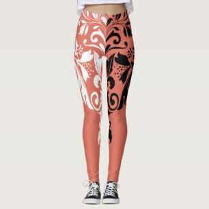 Leggings Fille blanche et noire florale