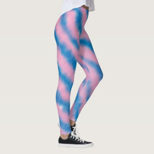 Leggings Fille Bleu et Cloud rose Retro Grandes Esthétiques