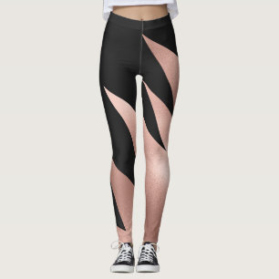 Leggings Fille moderne Rose or noir géométrique