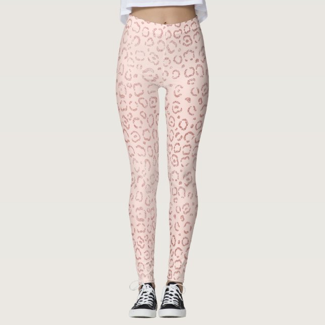 Leggings Fille Rose Gold rose tendance Leopard Cheetah Impr (Devant)