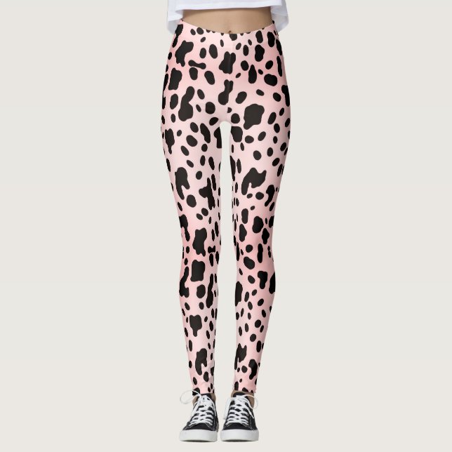 Leggings Fille rose rose noir Poster de animal de la ferme (Devant)
