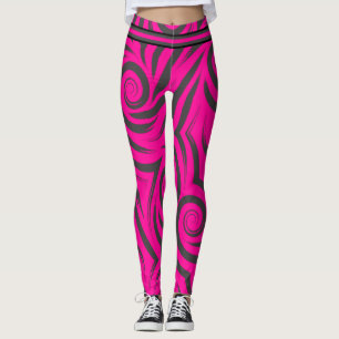 Leggings Fils roses et noirs chauds