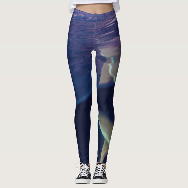 Leggings Fins Fin Sunset Shark imprimé (Devant)
