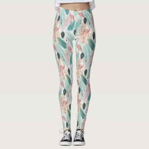 Leggings Flamant rose d'aquarelle Motif tropical