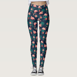 Leggings Flamant rose Impression, Hibiscus rose Fleur tropi