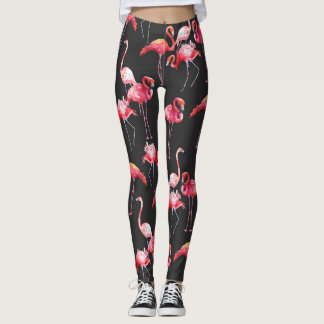 Leggings Flamant rose rose : Motif d'aquarelle tropicale.