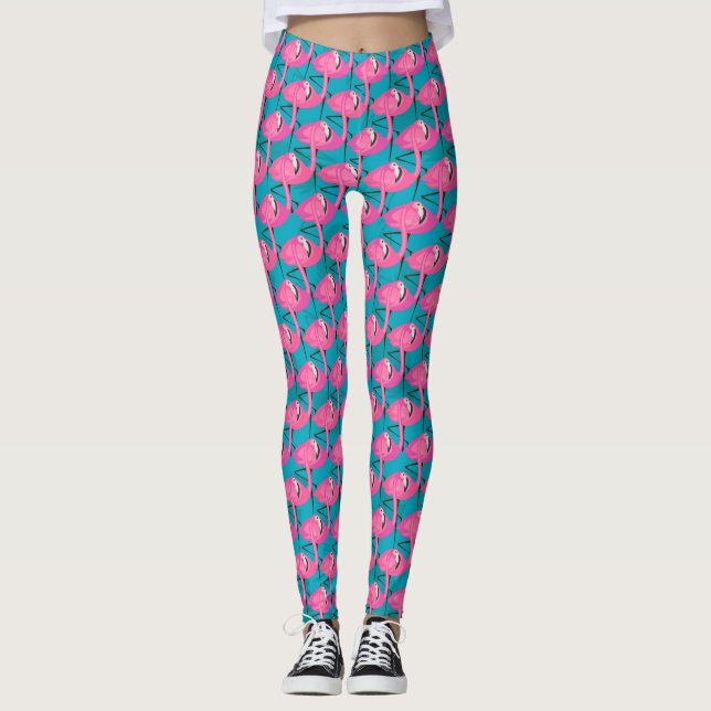 Leggings Flamants roses au néon (Devant)
