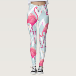 Leggings Flamants roses gris clair : Vintage tropical.