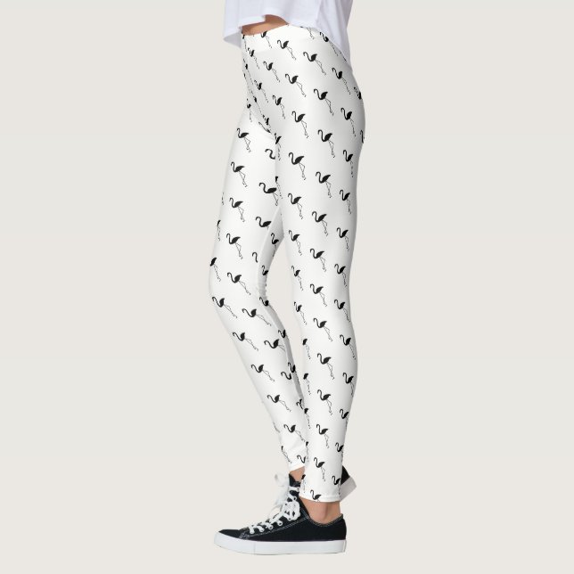 Leggings Flamants roses noirs sur pattes blanches (Gauche)