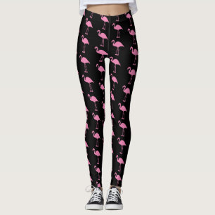 Leggings Flamants roses roses en noir