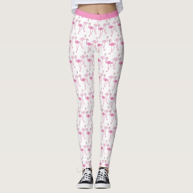 Leggings Flamants roses roses rétro Motif tropical Yoga (Devant)