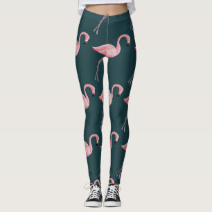 Leggings Flamants roses sur motif bleu vintage sans soudure