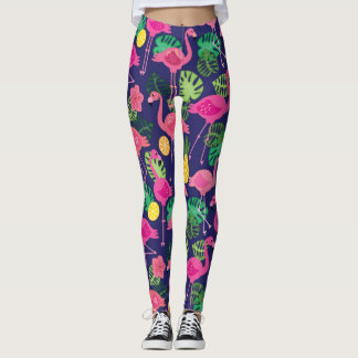 Leggings Flamants vintages, éléments d'été motif
