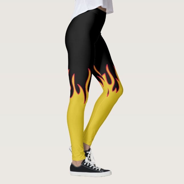 Leggings Flames de feu jaune, rouge et noir (Droite)