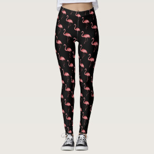 Leggings Flamingo rose sur un arrière - plan noir