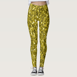 Leggings Flamme de parties scintillant jaune foncé