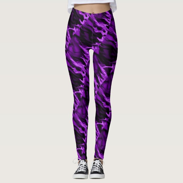 Leggings Flamme pourpre et guêtres noires (Devant)