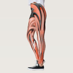 Leggings Flammes dansantes orange noires et blanches
