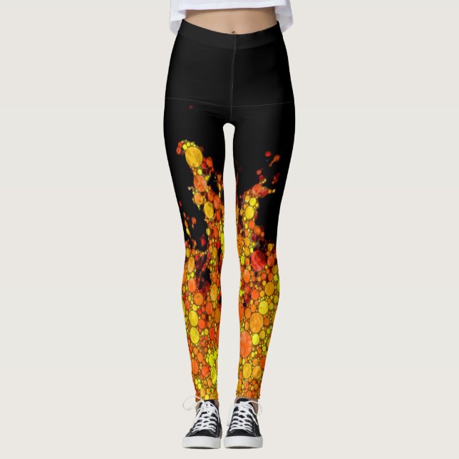 Leggings Flammes de feu noir cool (Devant)