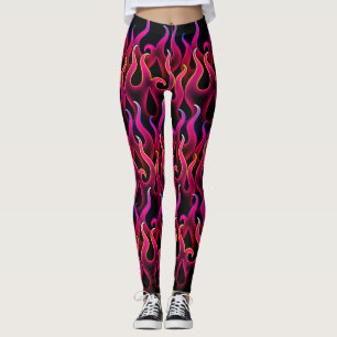Leggings Flammes de feu rose démoniaque